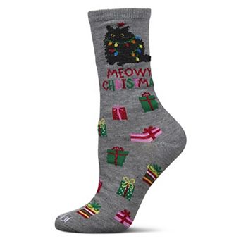 Women's Meowy Christmas Holiday Crew Socks