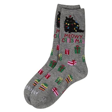 Women's Meowy Christmas Holiday Crew Socks
