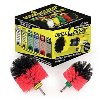 2 pc Patio And Deck Cleaning Set - Stiff Bristle Drill Powered Brush Attachments - Garden Statues