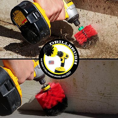 2pc Patio And Deck Cleaning Set - Stiff Bristle Drill Powered Brush Attachments - Garden Statues