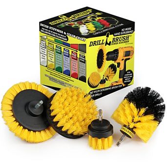 4 pc Shower Cleaning Rotary Drill Brush Kit - Power Brush Scrubber For Bathroom - Grout Cleaning