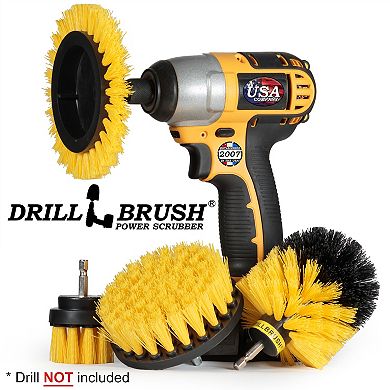 4 Pc Shower Cleaning Rotary Drill Brush Kit - Power Brush Scrubber For Bathroom - Grout Cleaning