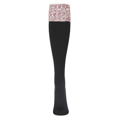 Slub Rib Turn Cuff Fleece Knee High Socks