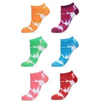 Women's 6 Pair Pack Tie Dye Low Cut Socks