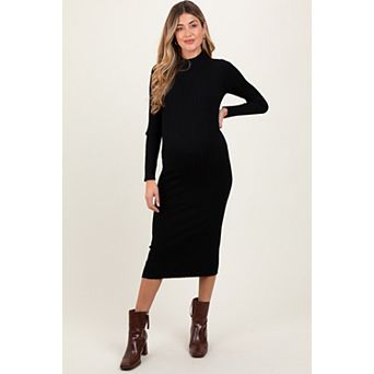 Maternity Mock Neck Ribbed Sweater Dress
