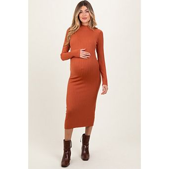 Maternity Mock Neck Ribbed Sweater Dress