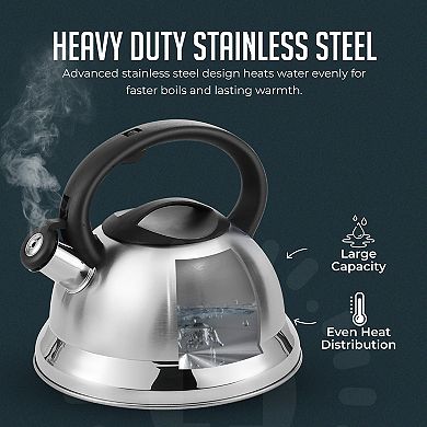 Whistling Tea Kettle, 3qt Stainless Steel Stove Top Kettle with Cool-Touch Handle, Fast Boil Tea Pot