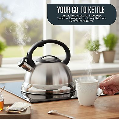 Whistling Tea Kettle, 3qt Stainless Steel Stove Top Kettle with Cool-Touch Handle, Fast Boil Tea Pot