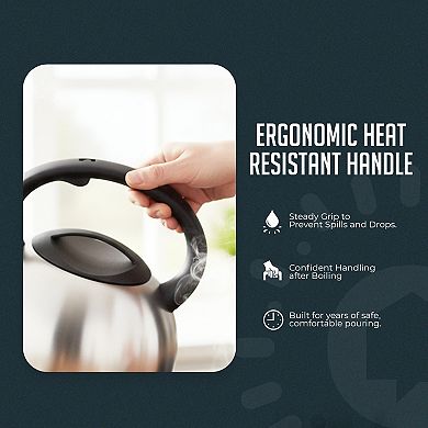 Whistling Tea Kettle, 3qt Stainless Steel Stove Top Kettle with Cool-Touch Handle, Fast Boil Tea Pot