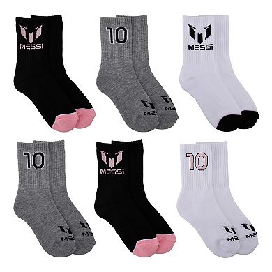 Boys 4-20 Messi 6-Pack Lockup Cushioned Crew Socks