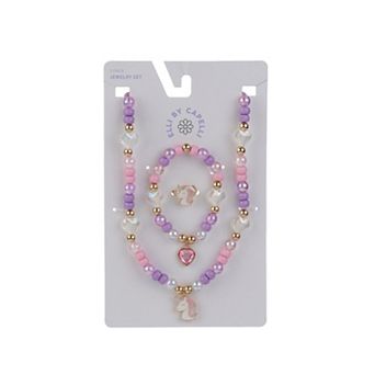 Elli by Capelli 3 pc Bracelet, Necklace & Ring Set with Hearts & Unicorn Charms