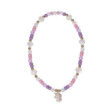 Elli by Capelli 3-Piece Bracelet, Necklace & Ring Set with Hearts & Unicorn Charms