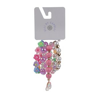 Elli by Capelli 5 pc Stretch Beaded Bracelet Set with Rainbow & Flower Charm