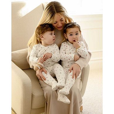 Baby Boys "Blue Foliage" Crossover Collar Footie