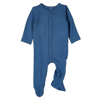 Baby and Toddler Solid Color Ribbed Cotton Blend Button-Down Footie