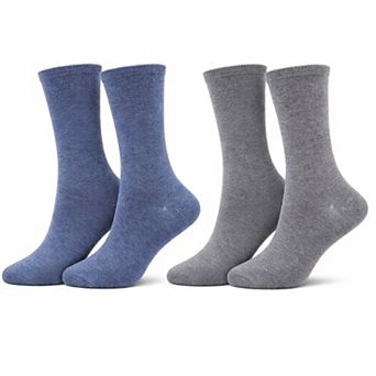 2 Pair Women's Cashmere Blend Fine-Gauge Crew Socks