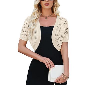 Women's Short Sleeve Bolero Shrug Open Front Cardigan Lightweight Knit Sweater