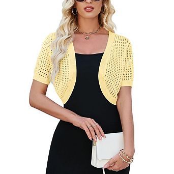 Women's Short Sleeve Bolero Shrug Open Front Cardigan Lightweight Knit Sweater