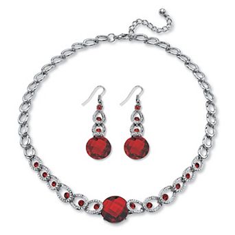 PalmBeach Jewelry Simulated Birthstone Silvertone Jewelry Set