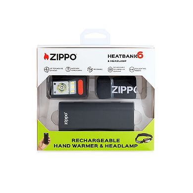 Zippo Black HeatBank® 6 Rechargeable Hand Warmer and Headlamp Gift Set