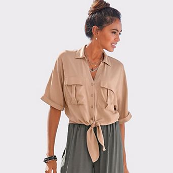 Lascana Women's Tie Front Blouse