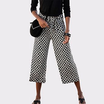 Lascana Women's Printed Tie Belt Culottes