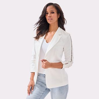 Lascana Women's Crochet Detail Linen Blazer