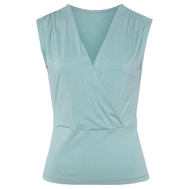 Lascana Women's Sleeveless Wrap Look Top