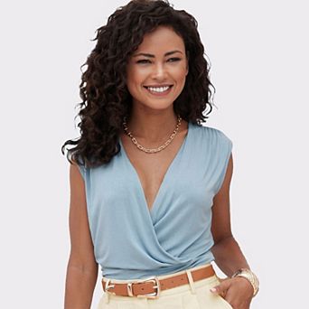 Lascana Women's Sleeveless Wrap Look Top