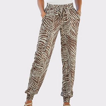 Lascana Women's Patterned Tie Waist Jogger Pants