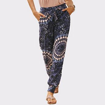 Lascana Women's Patterned Tie Waist Jogger Pants