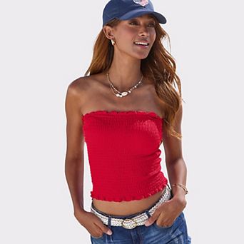 Lascana Women's Smocked Strapless Top