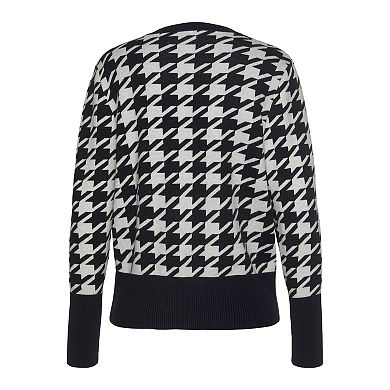 Lascana Women's Pearl Button Houndstooth Cardigan
