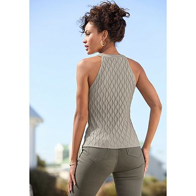 Lascana Women's Sleeveless Diamond Knit Sweater