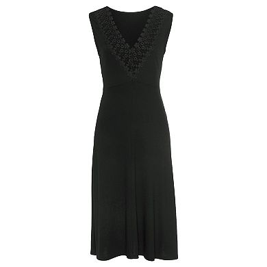 Lascana Women's V-Back Lace Accent Dress
