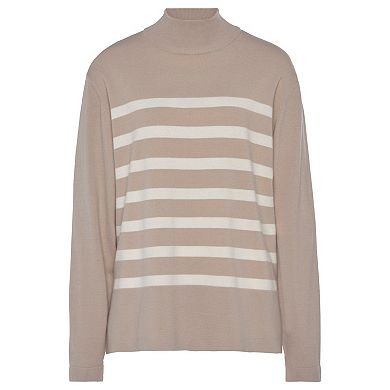 Lascana Women's Striped Mock Neck Sweater