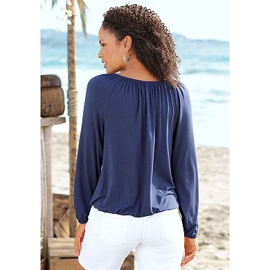 Lascana Women's Tie Neck Boho Top
