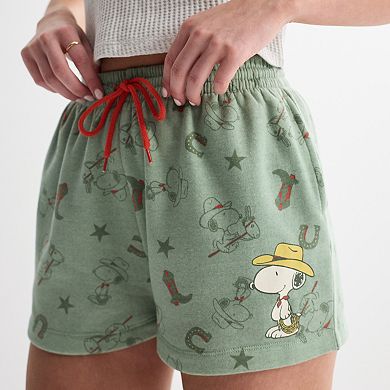 Juniors' Peanuts Snoopy Cowboy Fleece Shorts