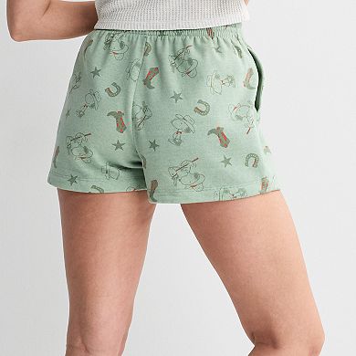 Juniors' Peanuts Snoopy Cowboy Fleece Shorts