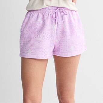 Juniors' Disney's Bambi Paisley Fleece Shorts