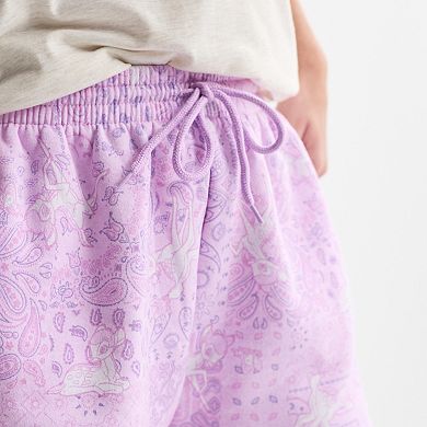 Juniors' Disney's Bambi Paisley Fleece Shorts