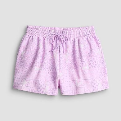 Juniors' Disney's Bambi Paisley Fleece Shorts