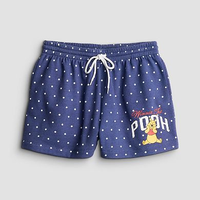 Juniors' Disney's Winnie the Pooh Polka Dot Fleece Shorts