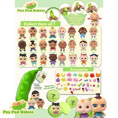 Pea Pod Babies Collectible Mystery Surprise 4-Pack Character Dolls & Accessories