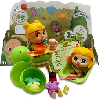 Pea Pod Babies Dinner & Bath Time 27 pc Playset with Mini Dolls & Accessories