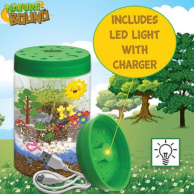 Nature Bound Light-Up Terrarium Kit with Built-In LED – Mini Grow Garden Jar with Animal Theme