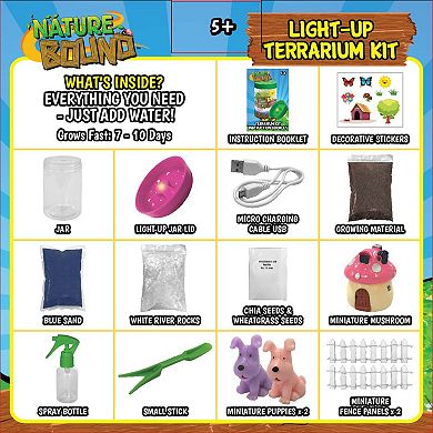 Nature Bound Light-Up Terrarium Kit Miniature Grow Garden Jar Set With Built-In LED