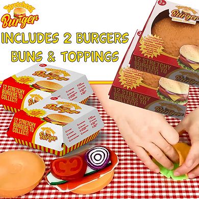 Stretcheez Hamburger 2-Piece Surprise Assorted Styles Stretchy Squishy Toy Food - Styles May Vary