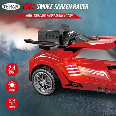 RC Smoke Screen Racer Red Light-Up Remote Control Car with Spraying Vapor Mist
