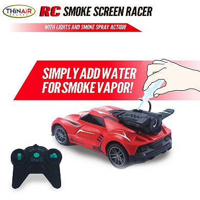 RC Smoke Screen Racer Red Light-Up Remote Control Car with Spraying Vapor Mist